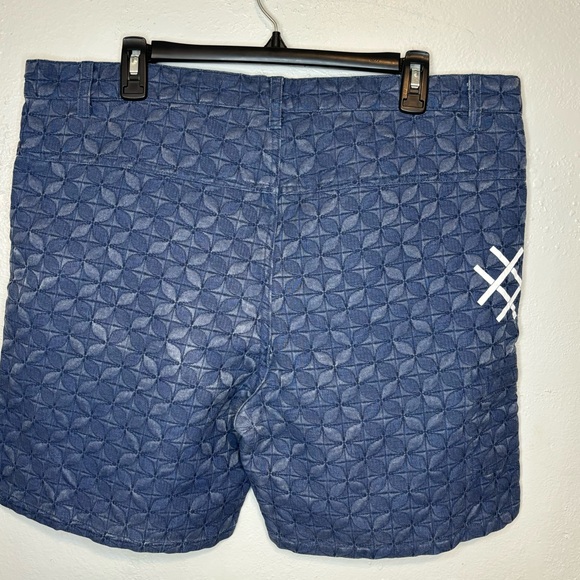 Urban Outfitters Lucid FC Denim Shorts Mens XL Blue Quilted Embroidery Logo NWOT - Picture 4 of 9